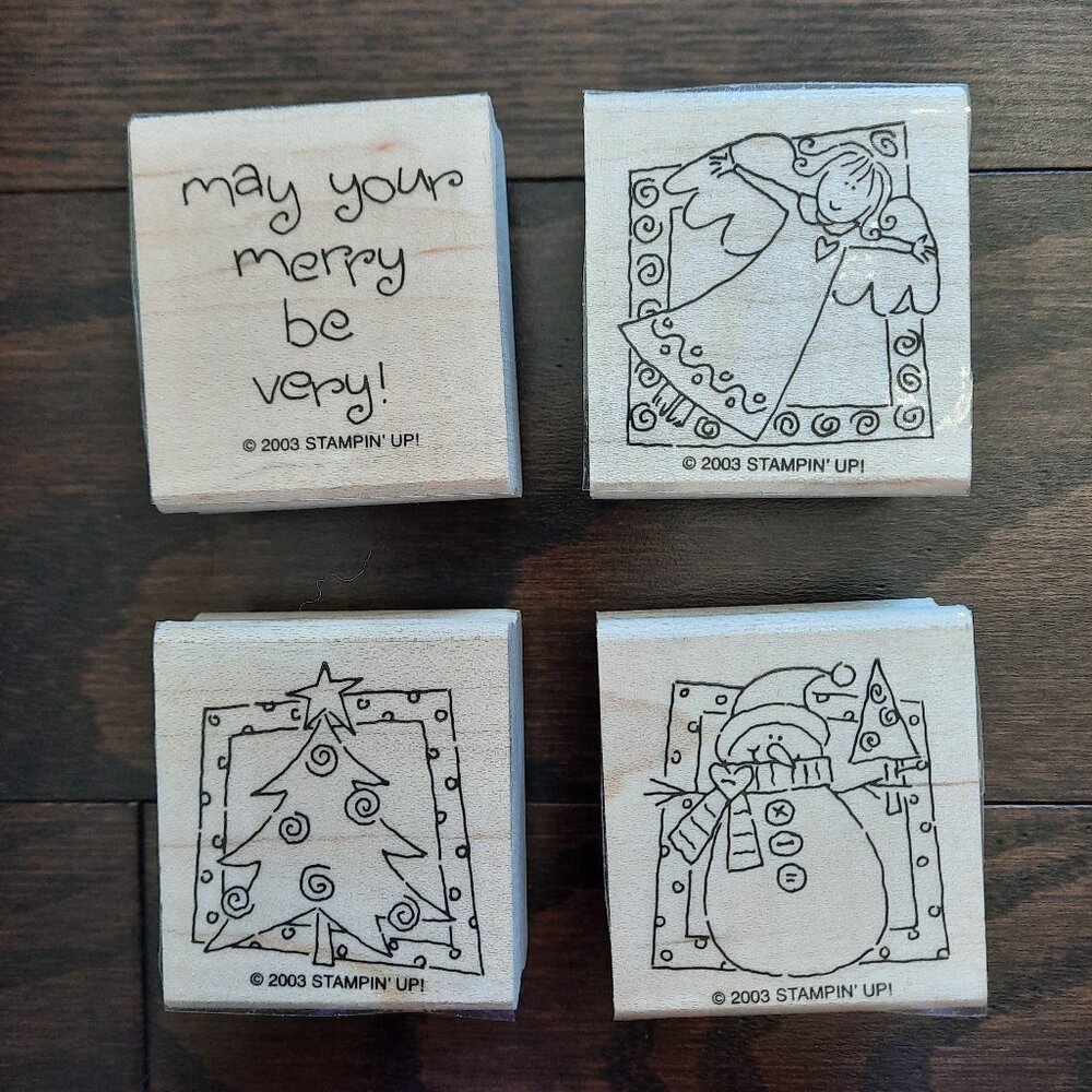 Stampin' Up! Very Merry wood mounted rubber Christmas stamp set